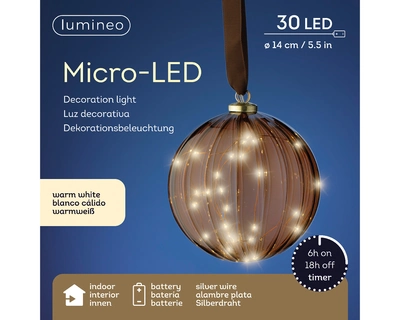 Brown Ball Micro LED BO Indoor Warm White 14cm - image 1