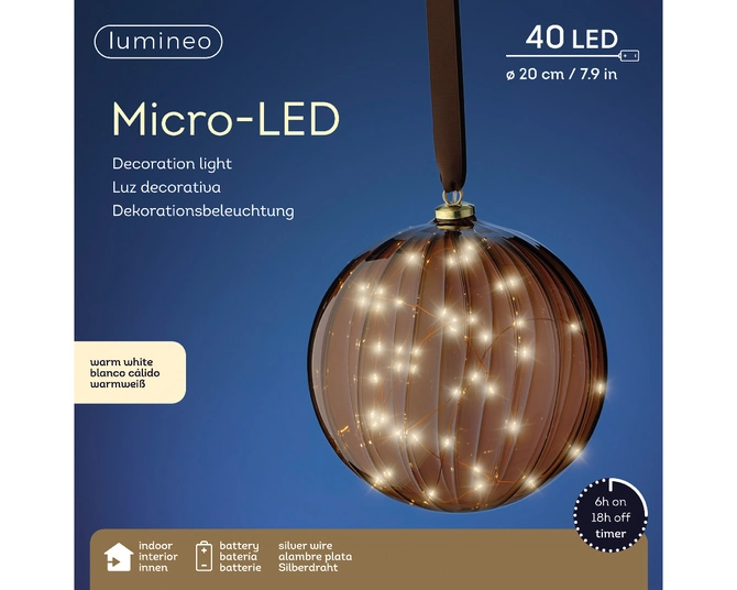 Brown Ball Micro LED BO Indoor Warm White 20cm - image 1