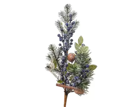 Christmas Pick with Frosted Blue Berries H50cm