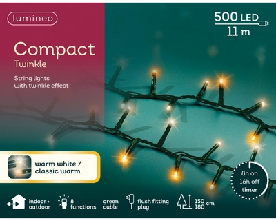 Compact Twinkle 500 LED String Lights Warm White/Classic Warm 11m - image 1