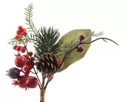 Decorated Pick with Berries & Pinecones 20cm