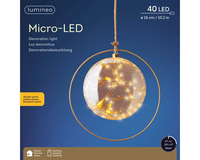 Decorative Ball Micro LED BO Indoor Amber/Classic Warm 26cm - image 1