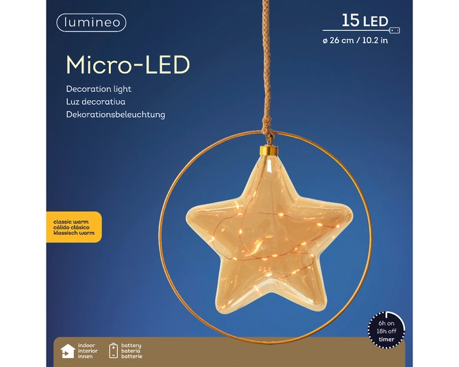 Decorative Star Micro LED BO Indoor Amber/Classic Warm 26cm - image 1