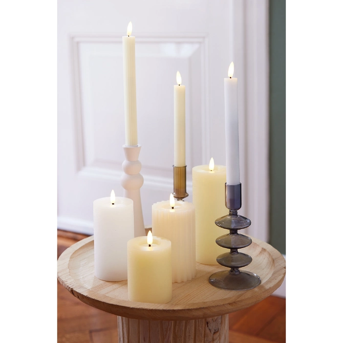 Dinner Candles with Flame Effect BO Cream/Warm White H24.5cm - image 2