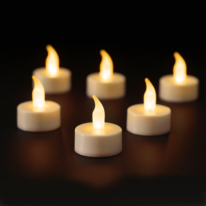 LED tealight plastic | dia3.8cm-H4.60cm-1L | White | Flame Effect | Baterry-Operated | White | Indoo