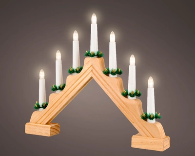 LED window Candle Arch wood BO indoor W39.5H32cm
