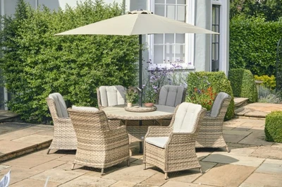 LeisureGrow Florence 6 Seater Dining Set with 3mtr Parasol
