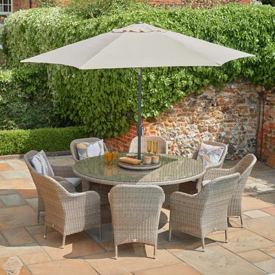 LeisureGrow Monte Carlo Sand 8 Seater Set 3mtr Parasol