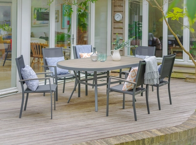 LeisureGrow Monza 6 Seater Dining Set with 3mtr Parasol