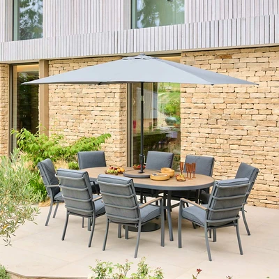 LeisureGrow Monza 8 Seater Dining Set with 3m Parasol