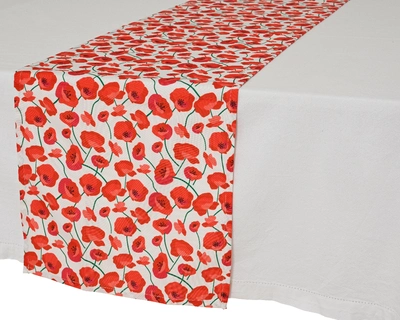Outdoor Tablerunner Polyester Poppy Print 32x140cm