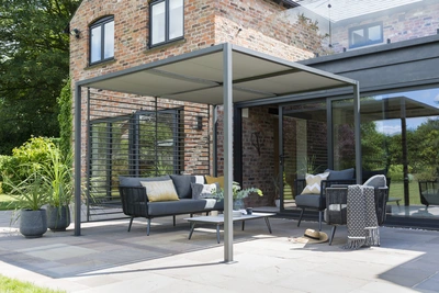 Sliding Roof Gazebo 2.8x2.8m - Grey - image 1