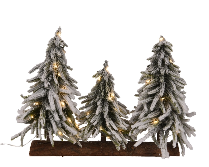 Snowy Trees on Bark BO 3 Trees  L15cm x W46cm x H34cm