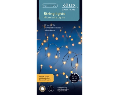 String Lights Micro 60 LED BO Indoor Copper Classic Warm L295cm - image 1